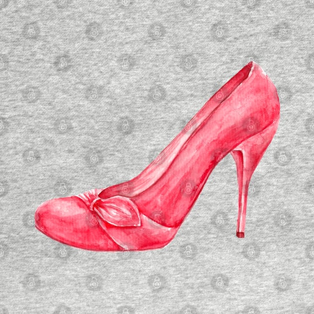 Red high heel shoe. watercolor by lisenok